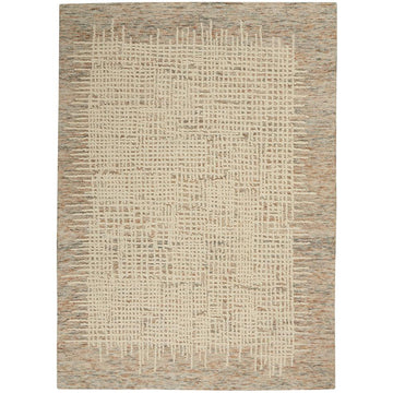 Colorado CLR03 Modern Grid Hand-Woven Hi-Low Soft Textured Wool Loop Pile Beige/Multicolour Rug-Nourison-Rug Love - The Most Loved Rug Store